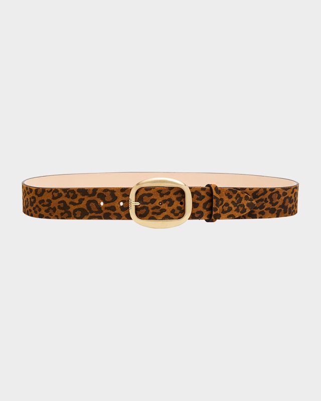 Dara Leopard-Print Suede Belt